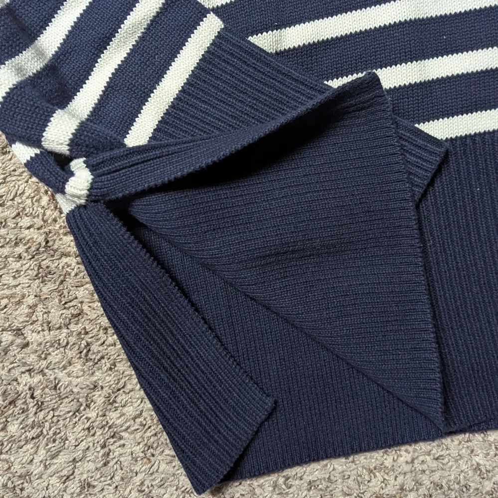 GAP Navy and Cream Striped Turtleneck Sweater - Picture 4 of 5